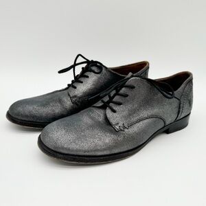 Frye Metallic Gun Metal Gray Lace Up Leather Shoes Women’s Size 6 1/2